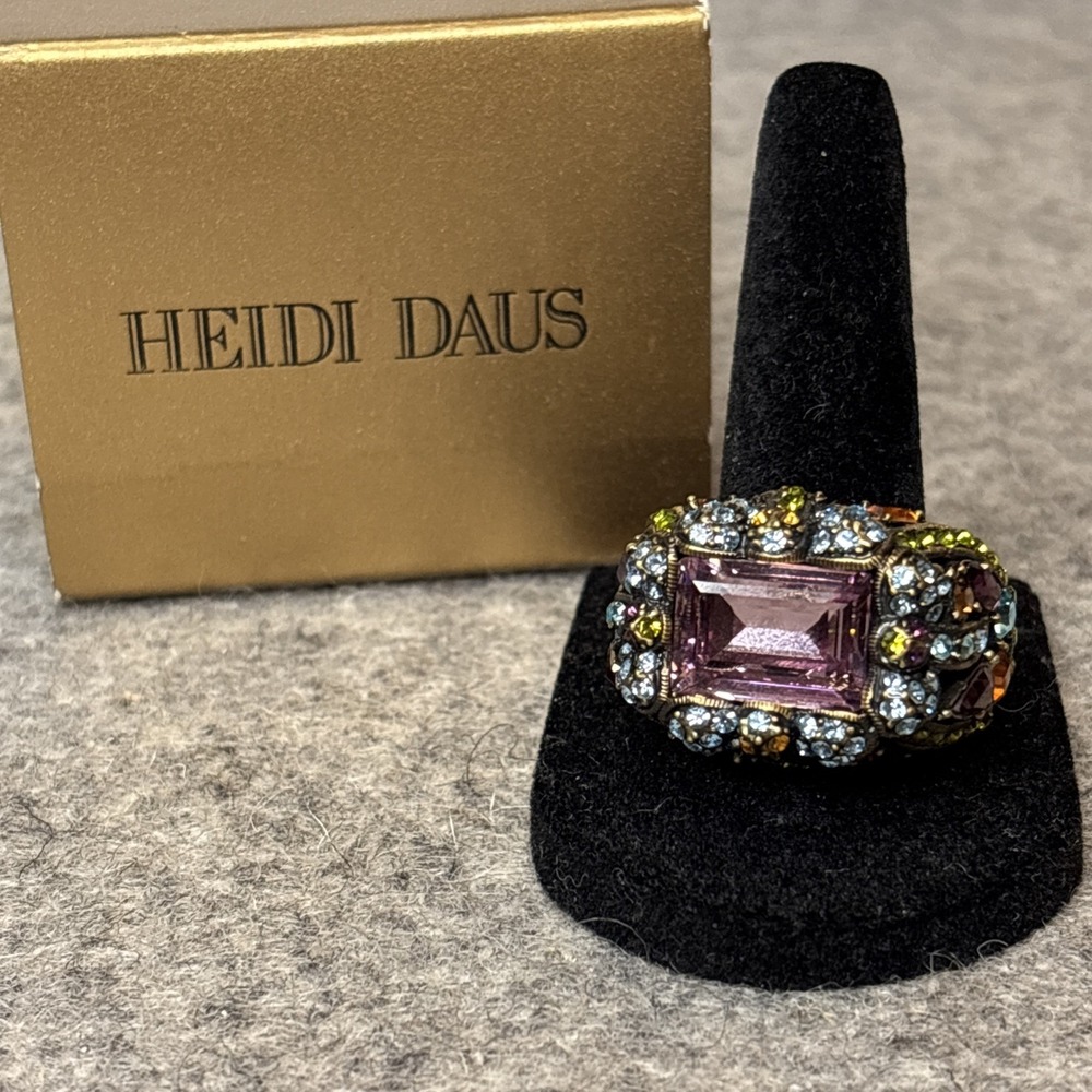 Heidi Daus Multi Color Crystal Damselfly Ring size 7 NIB
